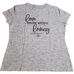 Casual Short Sleeve T-Shirt, Love Never Stops
